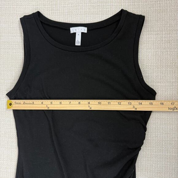 Leith Ruched Bodycon Tank‎ Dress Black Sleeveless Tulip Hem M Little Black Dress - Picture 5 of 7